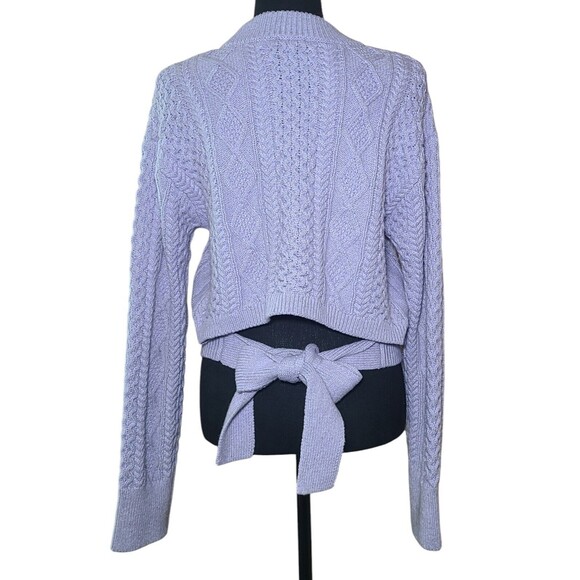 Rails Amy Sweater Lavender Women's Size Small Classic Cable Knit Crop Style Tie - Picture 5 of 12
